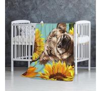 YFSGDLBN Cow with Sunflowers in Blue printed Flannel Blanket 30x50in soft throw Blanket
