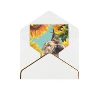 YFSGDLBN Cow with Sunflowers in Blue printed Greeting Card Thank You Card for all occasions