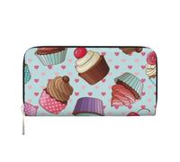 YFSGDLBN Cupcake Pattern Printed Leather Hand Wallet Long Genuine Leather Wallet Coin Purse