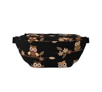 YFSGDLBN Cute Brown Cartoon Owls Printed Crossbody Waist Pack Daily Casual Chest Bag