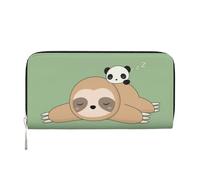 YFSGDLBN Cute Panda and Sloth Printed Leather Hand Wallet Long Genuine Leather Wallet Coin Purse