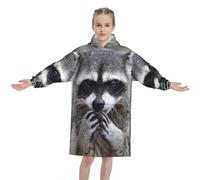 YFSGDLBN Cute Raccoon printed Kids Blanket Hoodie Sweatshirt Wearable Blanket