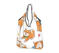 YFSGDLBN Cute Shiba Inu Dog printed Portable shopping bag Tote Organiser Ladies Shoulder Bag