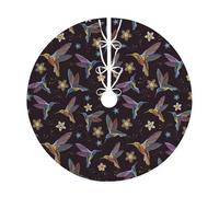 YFSGDLBN Flower Hummingbirds Embroidery printed Christmas tree skirt Christmas Decoration Tree Skirt