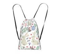 YFSGDLBN Flowers Bunnies Birds printed Storage bag with a drawstring backpack Sports Gym Bag