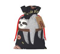 YFSGDLBN Follow Your Dreams Sloth printed Drawstring Gift Bags with Tag Christmas Decoration Bag