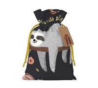 YFSGDLBN Follow Your Dreams Sloth printed Drawstring Gift Bags with Tag Christmas Decoration Bag
