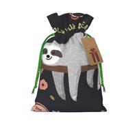 YFSGDLBN Follow Your Dreams Sloth printed Drawstring Gift Bags with Tag Christmas Decoration Bag