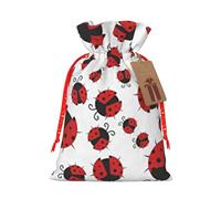 YFSGDLBN Funny Ladybug printed Drawstring Gift Bags with Tag Christmas Decoration Bag