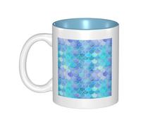 YFSGDLBN Gold Mermaid Scale Printed Mug Ceramic Coffee Cup Interior-Colored Ceramic Mug