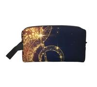 YFSGDLBN Gold Musical Note with Shiny Star Printed Storage Bag Portable Travel Cosmetic Bag Toiletry Bag