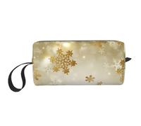 YFSGDLBN Gold Silk Christmas Printed Receive Bag Portable Travel Cosmetic Bag Toiletry Bag Storage Bag