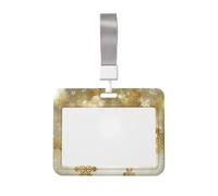 YFSGDLBN Gold Silk Christmas Printing Card Badge Holder ID Badge with Lanyard