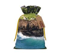 YFSGDLBN Hawaii Beach Golf Course printed Drawstring Gift Bags with Tag Christmas Decoration Bag