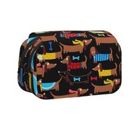 YFSGDLBN I Love My Dog Dachshunds Printed Double Clamshell Pen Case Pencil Pouch