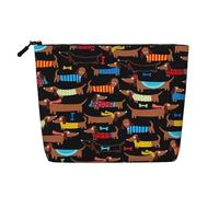 YFSGDLBN I Love My Dog Dachshunds Printed Fake Hemp Makeup Bag Daily Storage Bag Travel Cosmetic Bag