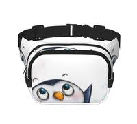 YFSGDLBN I Love Penguins Printed Square Double Layer Waist Bag Daily Casual Chest Bag