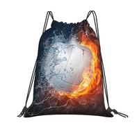 YFSGDLBN Ice and Fire Volleyball printed Large-sized casual drawstring backpack Sports Gym Bag