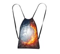YFSGDLBN Ice and Fire Volleyball printed Storage bag with a drawstring backpack Sports Gym Bag