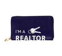 YFSGDLBN I'm A Realtor Ask Me Printed Long Genuine Leather Wallet Coin Purse Clutch Wallet Zip Card Storage Bag