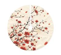 YFSGDLBN Japanese Spring Plum Floral printed Christmas tree skirt Christmas Decoration Tree Skirt
