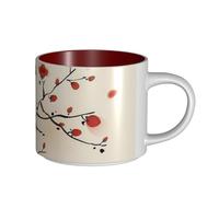 YFSGDLBN Japanese Spring Plum Floral Printed Large-Capacity Ceramic Mug Ceramic Coffee Cup