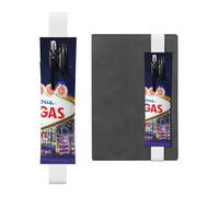 YFSGDLBN Las Vegas Night City Printed Leather Pen Holder Bookmark Pencil Case