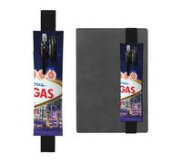 YFSGDLBN Las Vegas Night City Printed Leather Pen Holder Bookmark Pencil Case