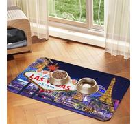 YFSGDLBN Las Vegas Night City printed Pet absorbent leather tablecloth Washable decorative mat