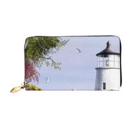 YFSGDLBN Lighthouse Diamond Painting Printed Long Genuine Leather Wallet Coin Purse Clutch Wallet Zip Card Storage Bag