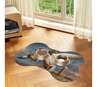 YFSGDLBN mallard duck printed Bone-shaped pet meal mat Washable decorative mat