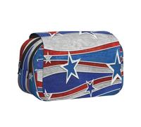 YFSGDLBN Patriotic Stars Strips Independence Day Printed Double Clamshell Pen Case Pencil Pouch