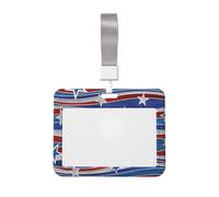 YFSGDLBN Patriotic Stars Strips Independence Day Printing Card Badge Holder ID Badge with Lanyard