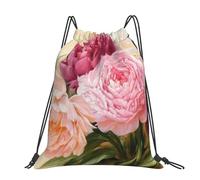 YFSGDLBN peony flowers blossom printed Large-sized casual drawstring backpack Sports Gym Bag