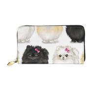 YFSGDLBN Pomeranians Pattern Printed Long Genuine Leather Wallet Coin Purse Clutch Wallet Zip Card Storage Bag