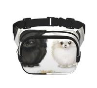 YFSGDLBN Pomeranians Pattern Printed Square Double Layer Waist Bag Daily Casual Chest Bag