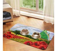 YFSGDLBN Poppies Field Yellow Brick Road printed Pet absorbent leather tablecloth Washable decorative mat