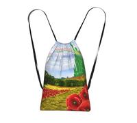YFSGDLBN Poppies Field Yellow Brick Road printed Storage bag with a drawstring backpack Sports Gym Bag
