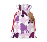 YFSGDLBN purple Poodle Polka Dot printed Drawstring Gift Bags with Tag Christmas Decoration Bag