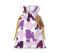 YFSGDLBN purple Poodle Polka Dot printed Drawstring Gift Bags with Tag Christmas Decoration Bag