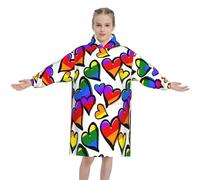 YFSGDLBN Rainbow Colored Gay Pride Hearts printed Kids Blanket Hoodie Sweatshirt Wearable Blanket