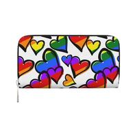 YFSGDLBN Rainbow Colored Gay Pride Hearts Printed Leather Hand Wallet Long Genuine Leather Wallet Coin Purse