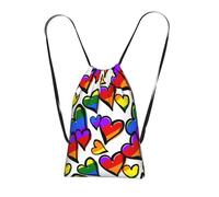 YFSGDLBN Rainbow Colored Gay Pride Hearts printed Storage bag with a drawstring backpack Sports Gym Bag