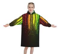 YFSGDLBN Rainbow Neon printed Kids Blanket Hoodie Sweatshirt Wearable Blanket