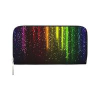 YFSGDLBN Rainbow Neon Printed Leather Hand Wallet Long Genuine Leather Wallet Coin Purse