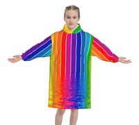 YFSGDLBN Rainbow Striped printed Kids Blanket Hoodie Sweatshirt Wearable Blanket