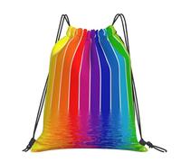 YFSGDLBN Rainbow Striped printed Large-sized casual drawstring backpack Sports Gym Bag