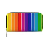 YFSGDLBN Rainbow Striped Printed Leather Hand Wallet Long Genuine Leather Wallet Coin Purse