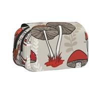 YFSGDLBN Red Mushrooms Printed Double Clamshell Pen Case Pencil Pouch