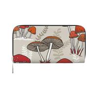 YFSGDLBN Red Mushrooms Printed Leather Hand Wallet Long Genuine Leather Wallet Coin Purse